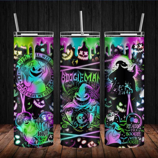 20Oz Oogie Boogey Nightmare before Christmas Skinny Tumbler with Straw and Lid - Stainless Steel - Drinkware, Bottle Water Bottles Cup Sublimation Tumbler