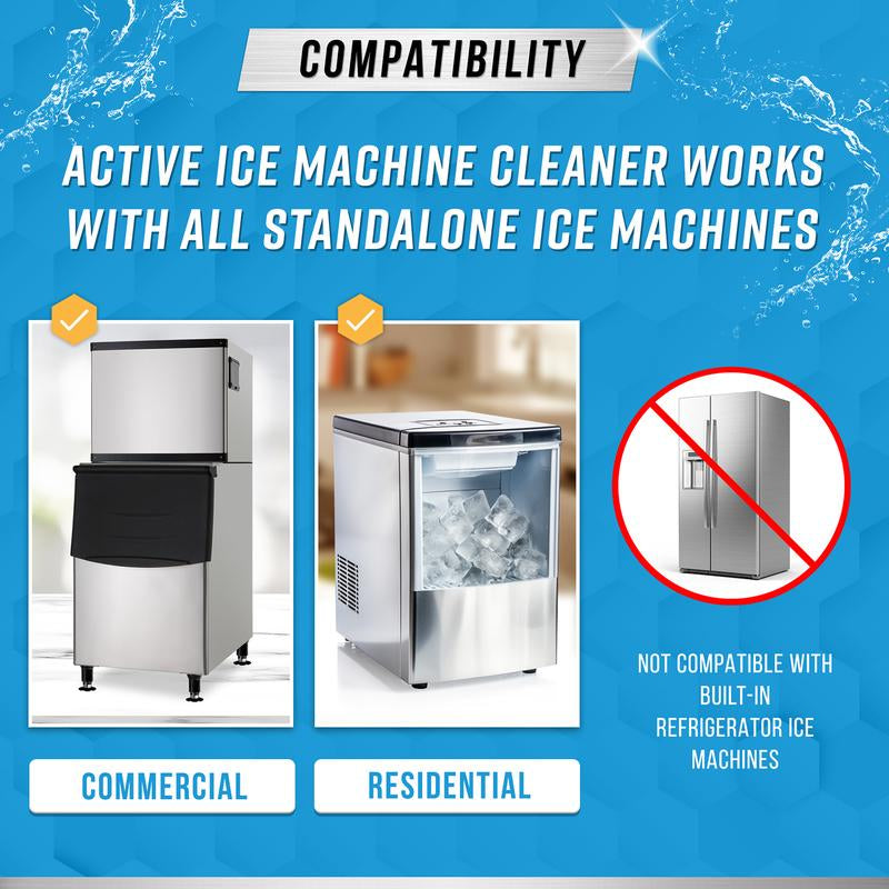 Ice Machine Cleaner Maker Descaler - 24 ACTIVE Clean Tablets Compatible with Frigidaire, Opal, GE Profile, Kitchenaid, Nickel Safe Scale Remover for Countertop, Nugget Ice Makers - Bulk 1 Year Supply Key Product Feature