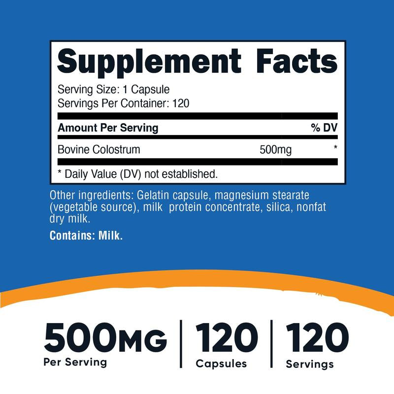 Nutricost Colostrum 500Mg | 120 Capsules | Gluten Free & Non-Gmo Healthcare Edible