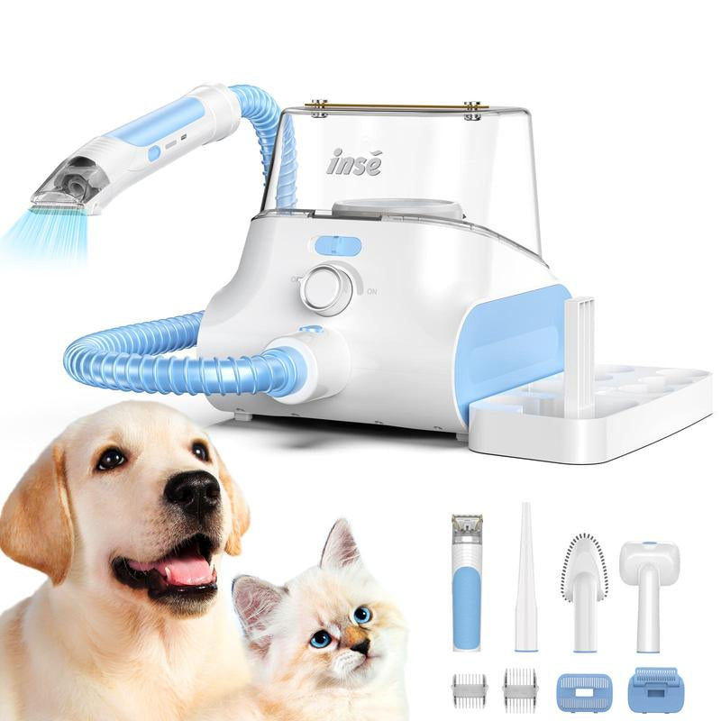 INSE P30 Pet Grooming Kit & Dog Hair Vacuum, Corded Vacuum, 6 Pet Grooming Tools for Shedding Pet Hair, 5L Large Dustbin, Attachable Electric Hair Clipper, Upgraded Version