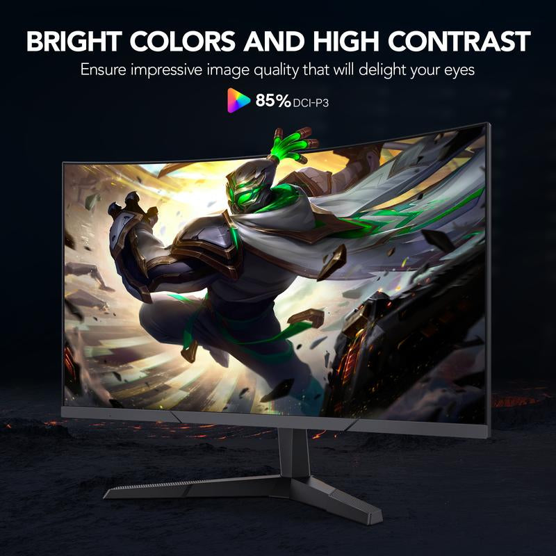 27-Inch 2K QHD Curved Gaming Monitor- 144Hz Refresh Rate, 1Ms Response, 100% Srgb, Adaptive-Sync, Hdmi/Displayport