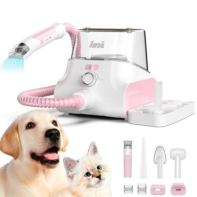 INSE P30 Pet Grooming Kit & Dog Hair Vacuum, Corded Vacuum, 6 Pet Grooming Tools for Shedding Pet Hair, 5L Large Dustbin, Attachable Electric Hair Clipper, Upgraded Version