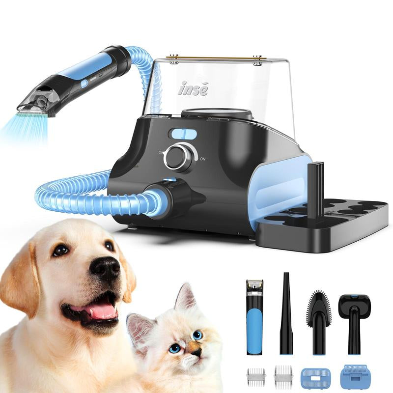 INSE P30 Pet Grooming Kit & Dog Hair Vacuum, Corded Vacuum, 6 Pet Grooming Tools for Shedding Pet Hair, 5L Large Dustbin, Attachable Electric Hair Clipper, Upgraded Version